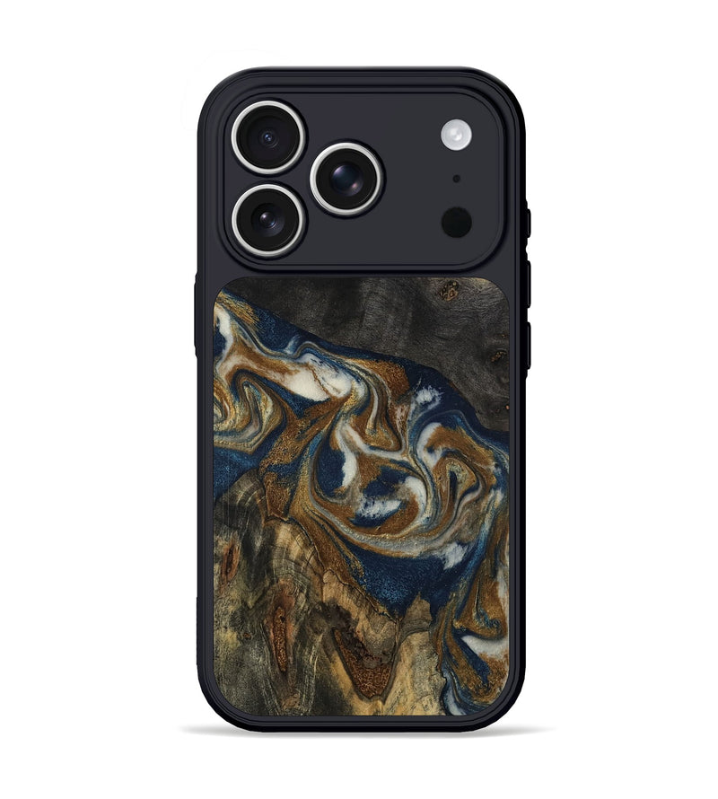 iPhone 17 Pro Wood Phone Case - Amy (Teal & Gold, 805197)