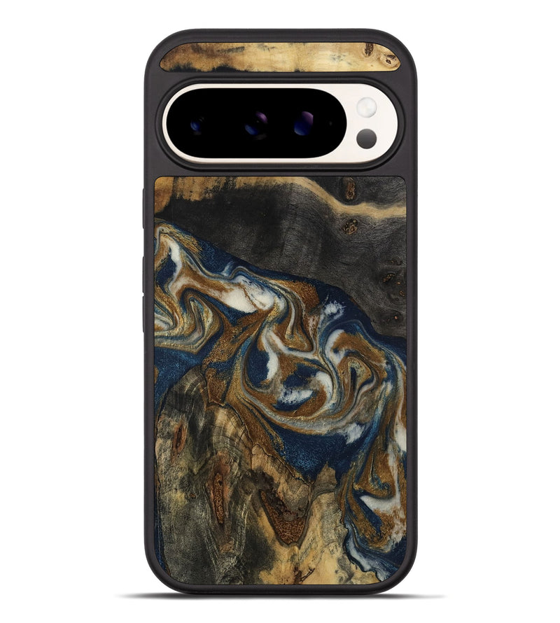Pixel 10 Pro XL Wood Phone Case - Amy (Teal & Gold, 805197)