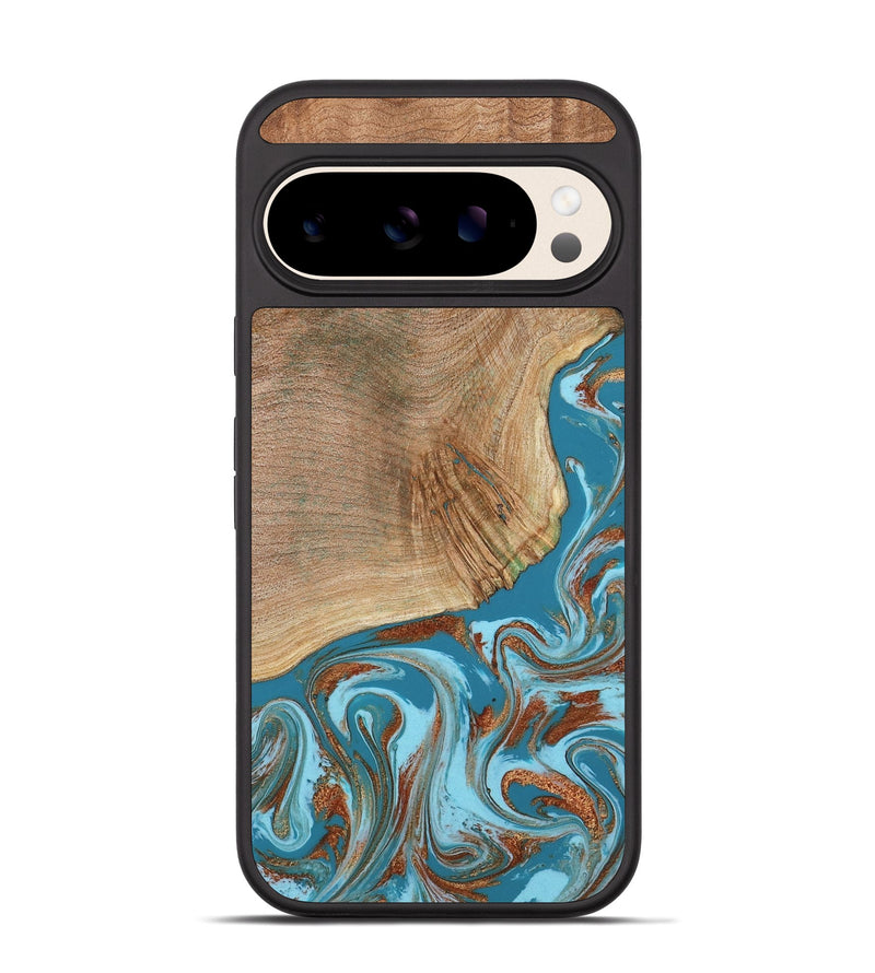 Pixel 10 Wood Phone Case - Tamya (Teal & Gold, 805199)