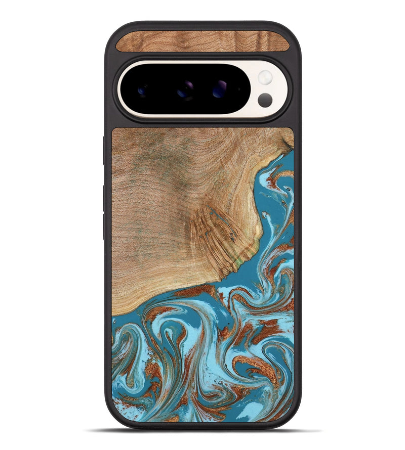 Pixel 10 Pro XL Wood Phone Case - Tamya (Teal & Gold, 805199)