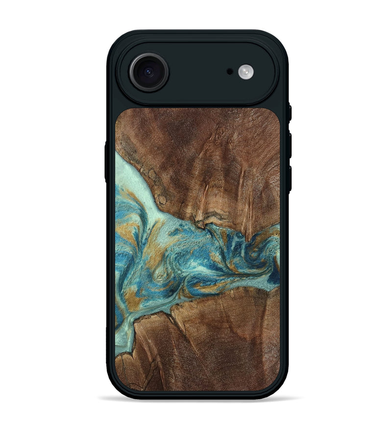 iPhone 17 Air Wood Phone Case - Mandy (Teal & Gold, 805227)