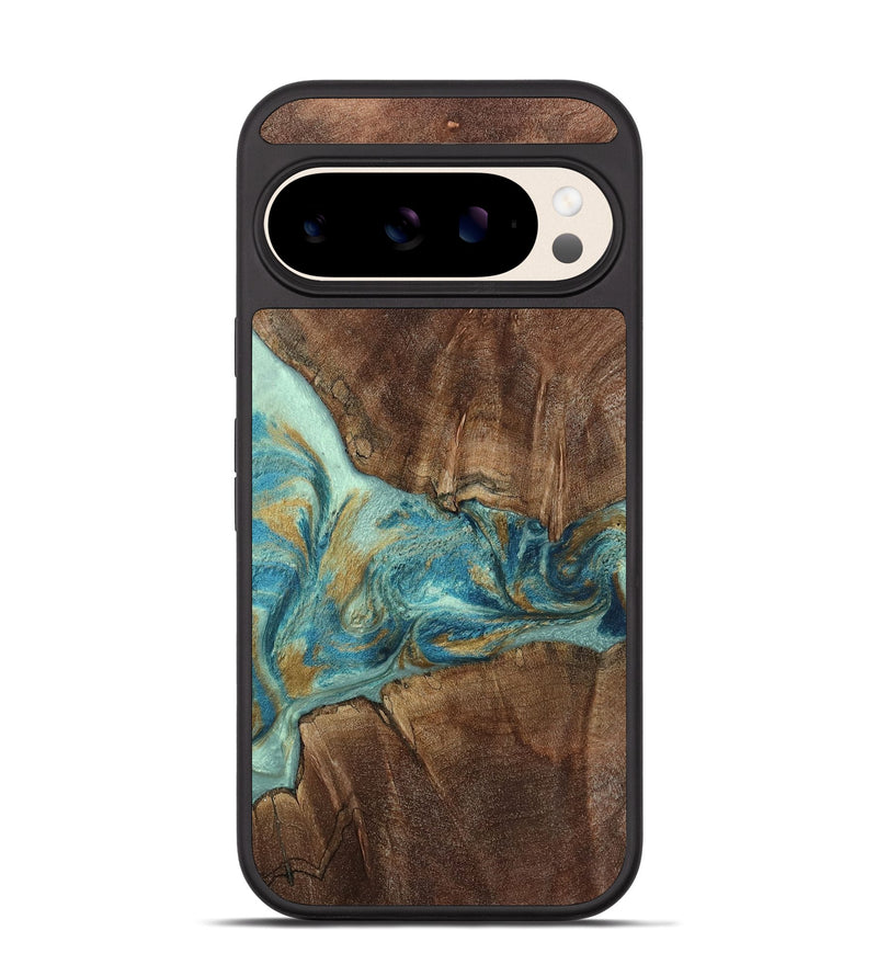 Pixel 10 Wood Phone Case - Mandy (Teal & Gold, 805227)