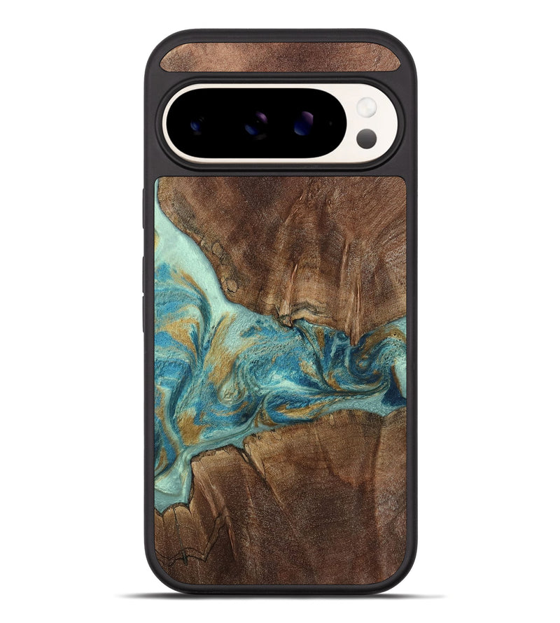 Pixel 10 Pro XL Wood Phone Case - Mandy (Teal & Gold, 805227)
