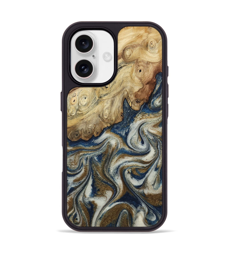 iPhone 17 Wood Phone Case - Roscoe (Teal & Gold, 805230)