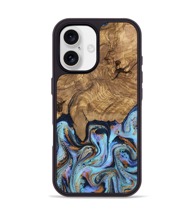 iPhone 17 Wood Phone Case - Gloria (Teal & Gold, 805231)