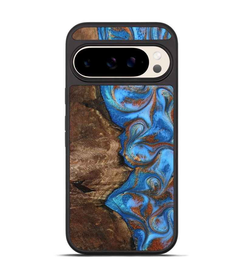 Pixel 10 Wood Phone Case - Lettie (Teal & Gold, 805232)