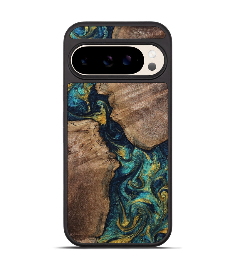 Pixel 10 Wood Phone Case - Mable (Teal & Gold, 805234)
