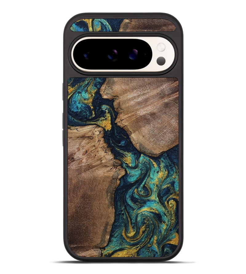 Pixel 10 Pro XL Wood Phone Case - Mable (Teal & Gold, 805234)