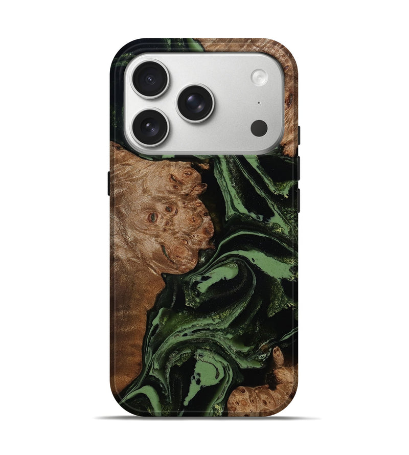 iPhone 17 Pro Wood Live Edge Phone Case - Dara (Green, 805235)