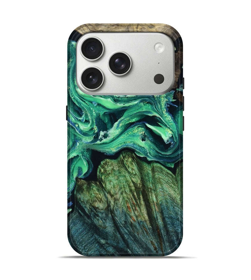 iPhone 17 Pro Wood Live Edge Phone Case - Shemar (Green, 805242)