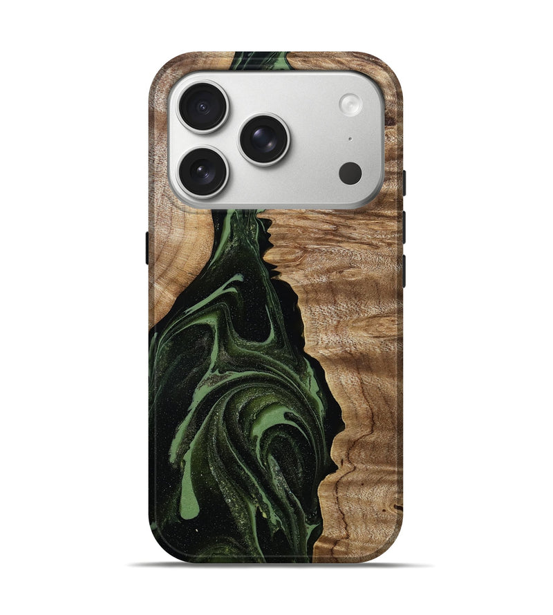iPhone 17 Pro Wood Live Edge Phone Case - Jadyn (Green, 805250)