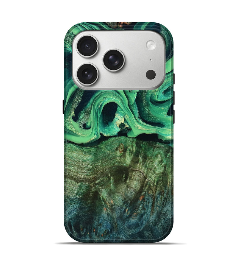 iPhone 17 Pro Wood Live Edge Phone Case - Erin (Green, 805262)
