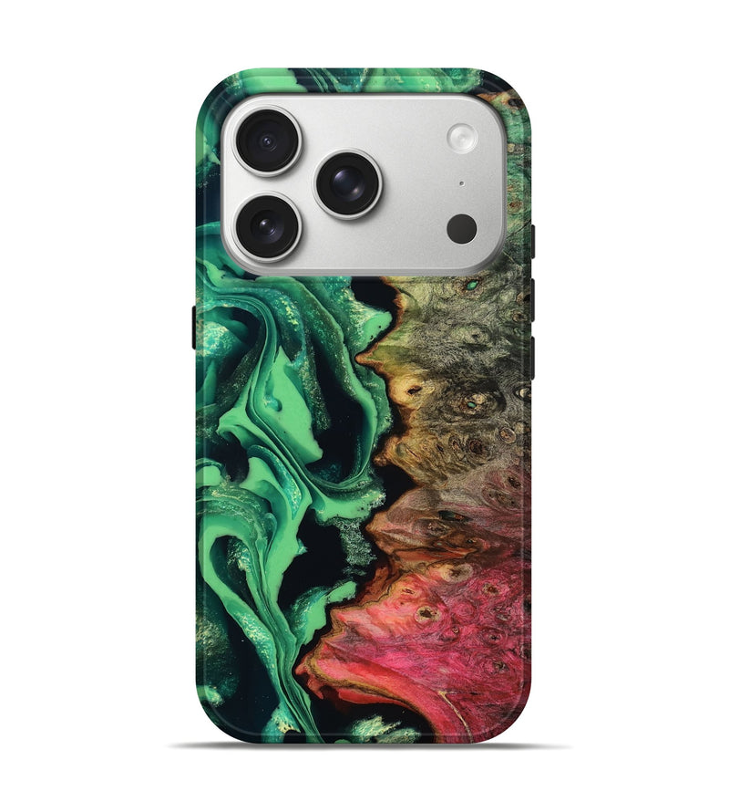 iPhone 17 Pro Wood Live Edge Phone Case - Kadijah (Green, 805265)
