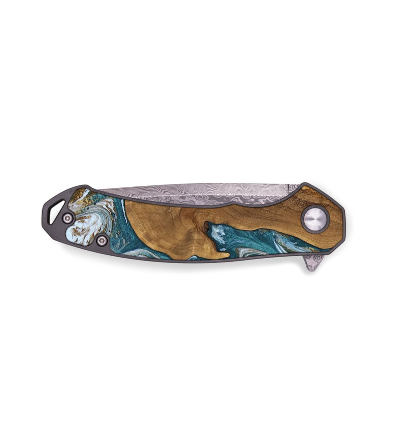 EDC Wood Pocket Knife - Paola (Teal & Gold, 805268)
