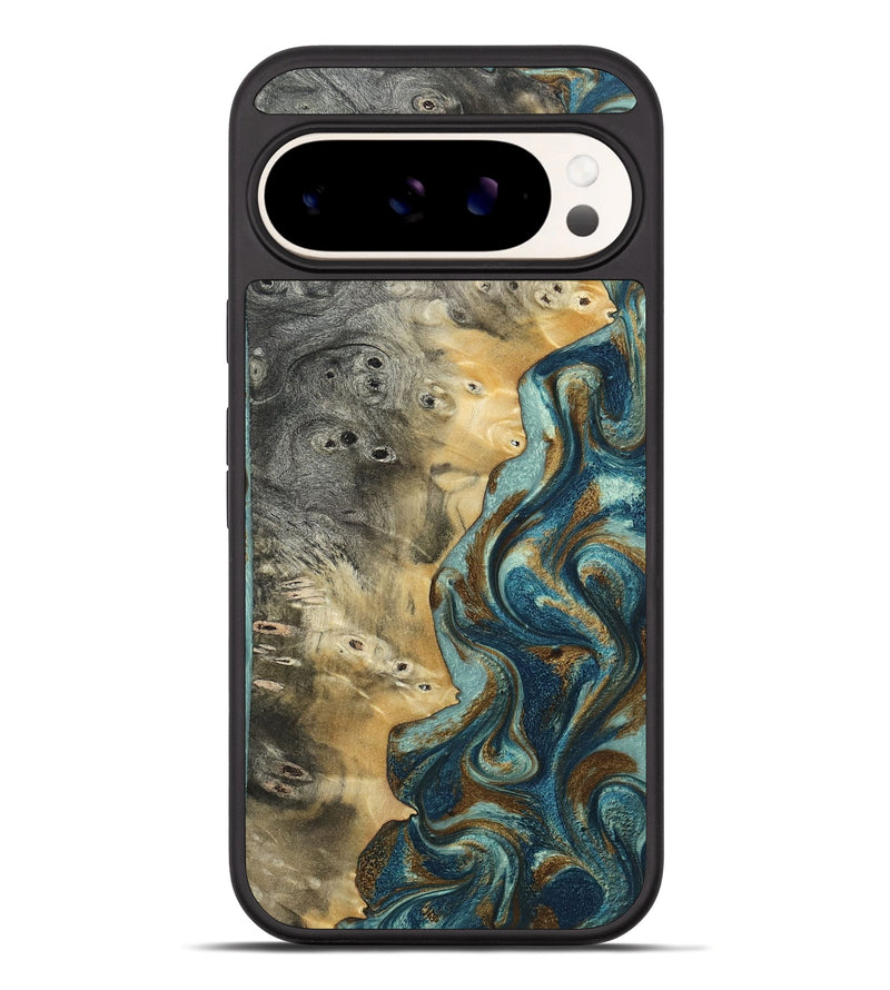 Pixel 10 Pro XL Wood Phone Case - Taina (Teal & Gold, 805269)