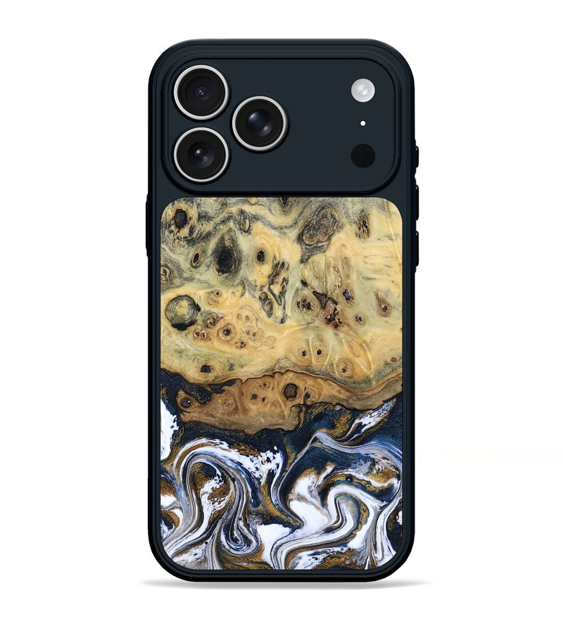 iPhone 17 Pro Max Wood Phone Case - Emely (Teal & Gold, 805270)