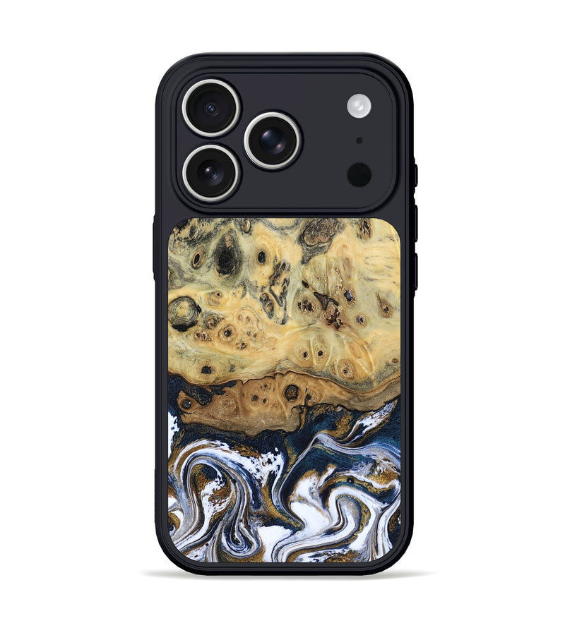 iPhone 17 Pro Wood Phone Case - Emely (Teal & Gold, 805270)