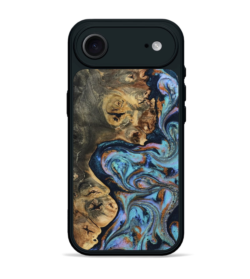 iPhone 17 Air Wood Phone Case - Romeo (Teal & Gold, 805271)