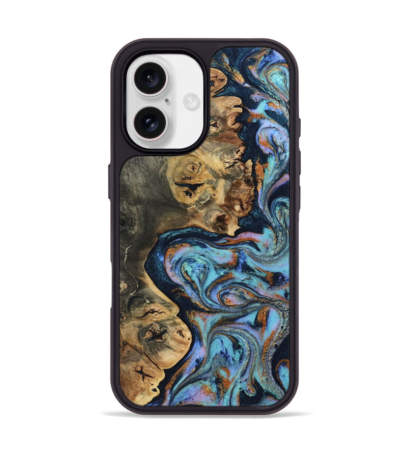 iPhone 17 Wood Phone Case - Romeo (Teal & Gold, 805271)