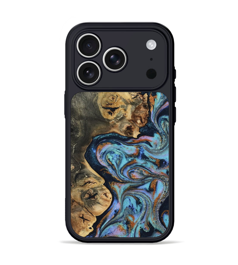 iPhone 17 Pro Wood Phone Case - Romeo (Teal & Gold, 805271)