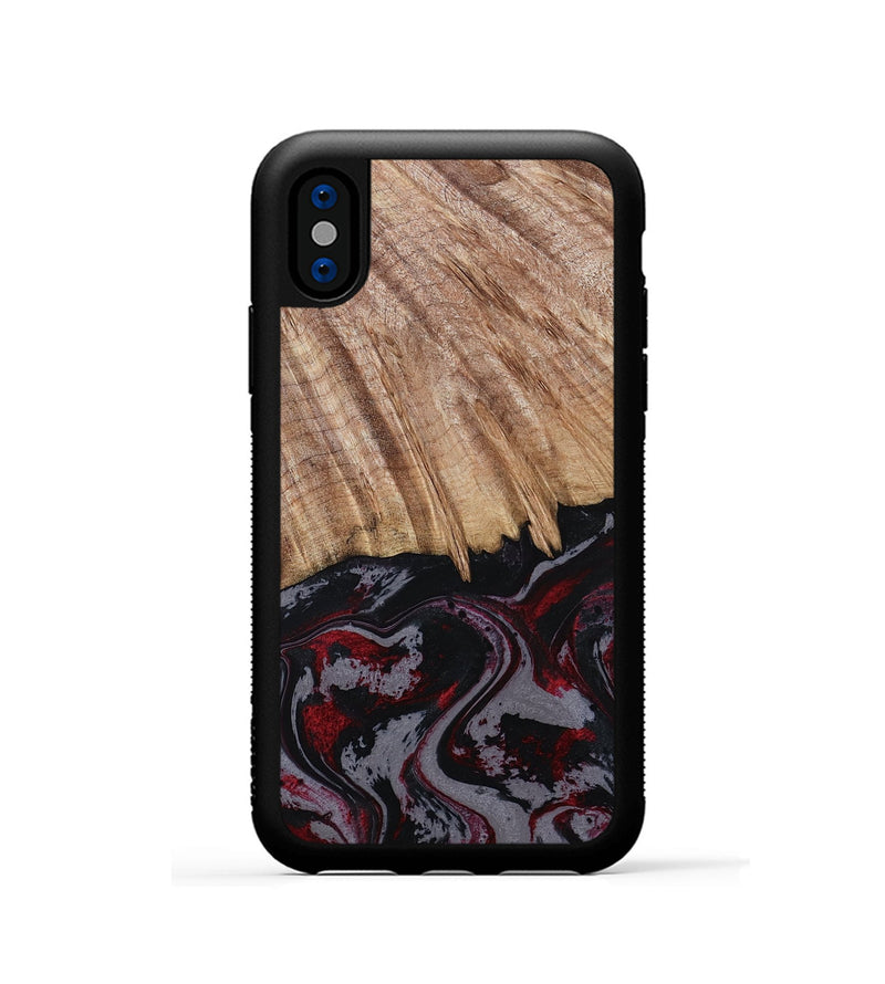 iPhone Xs Wood Phone Case - Meyer (Red, 805282)