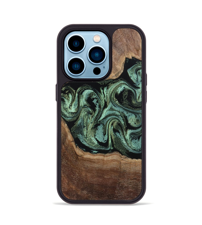iPhone 14 Pro Wood Phone Case - Alycia (Green, 805291)