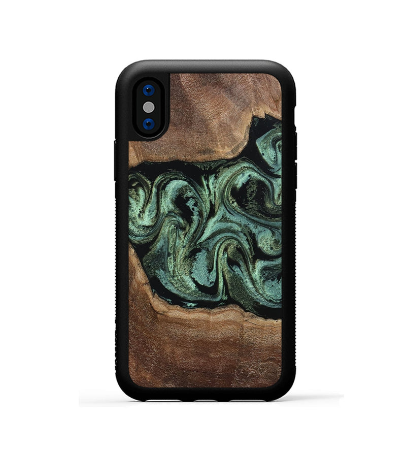 iPhone Xs Wood Phone Case - Alycia (Green, 805291)