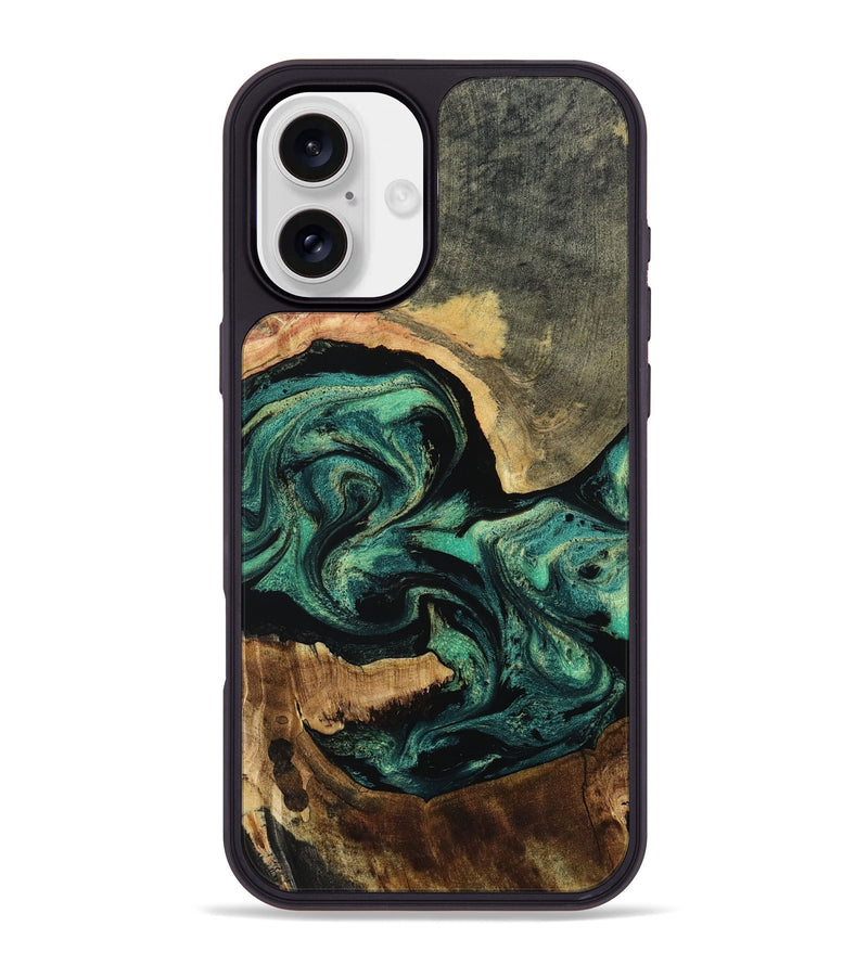 iPhone 16 Plus Wood Phone Case - Omer (Green, 805292)