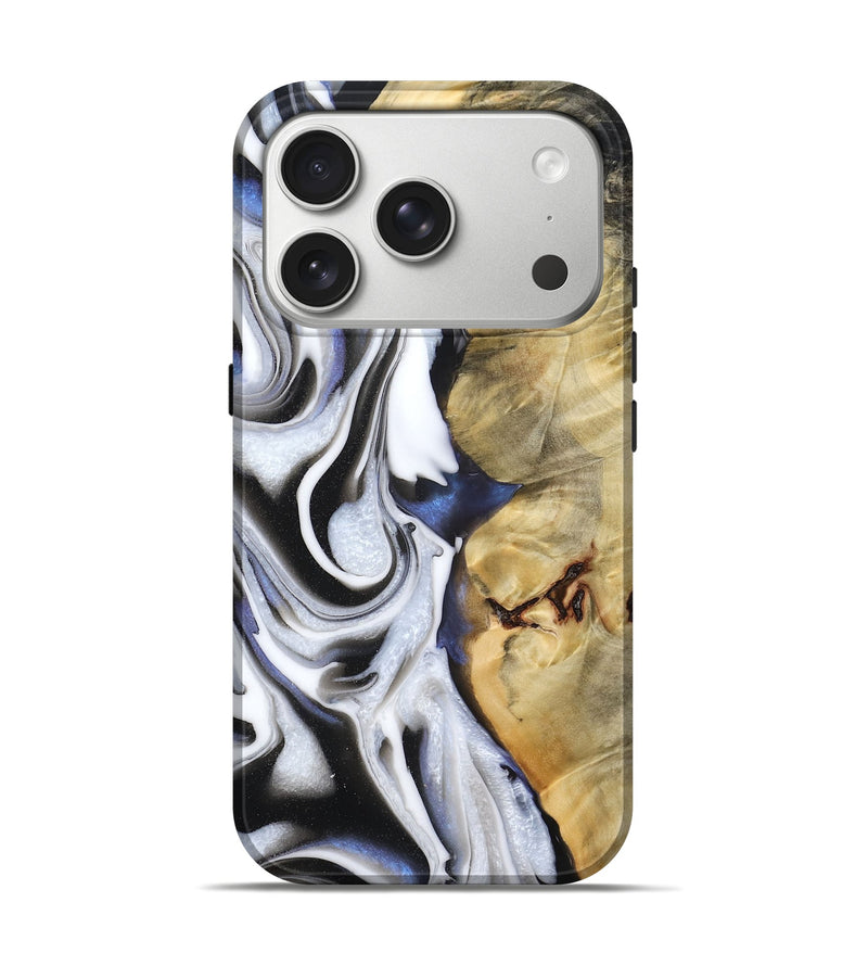 iPhone 17 Pro Wood Live Edge Phone Case - Karim (Black & White, 805352)