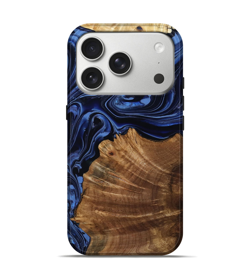 iPhone 17 Pro Wood Live Edge Phone Case - Ivanna (Blue, 805354)