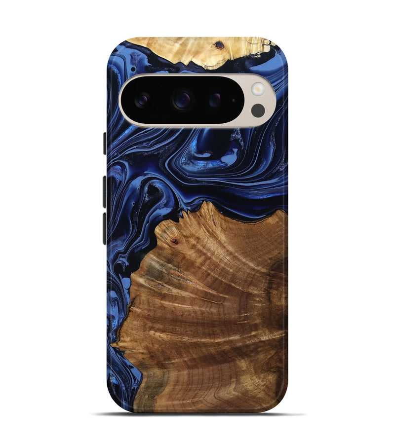 Pixel 9 Pro Wood Live Edge Phone Case - Ivanna (Blue, 805354)