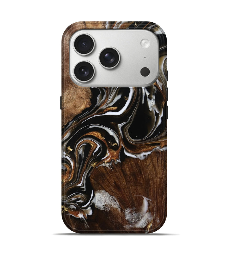 iPhone 17 Pro Wood Live Edge Phone Case - Ellen (Black & White, 805355)