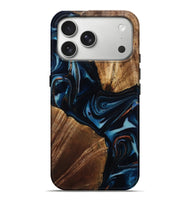 iPhone 17 Pro Max Wood Live Edge Phone Case - Willis (Teal & Gold, 805361)