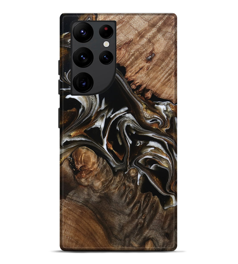 Galaxy S22 Ultra Wood Live Edge Phone Case - Amaya (Black & White, 805365)