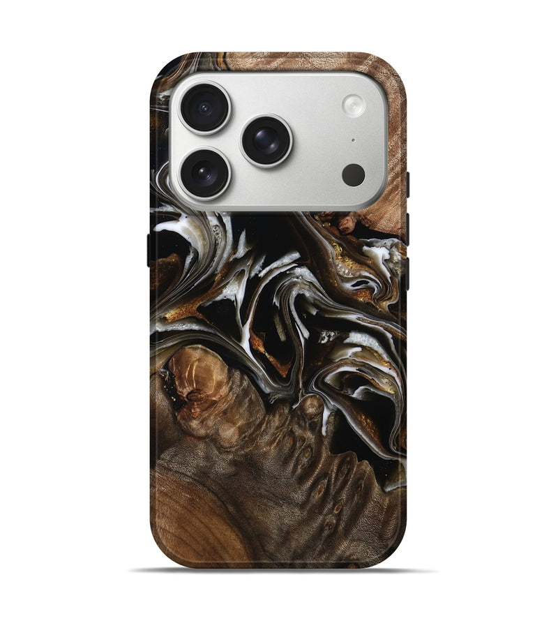 iPhone 17 Pro Wood Live Edge Phone Case - Amaya (Black & White, 805365)