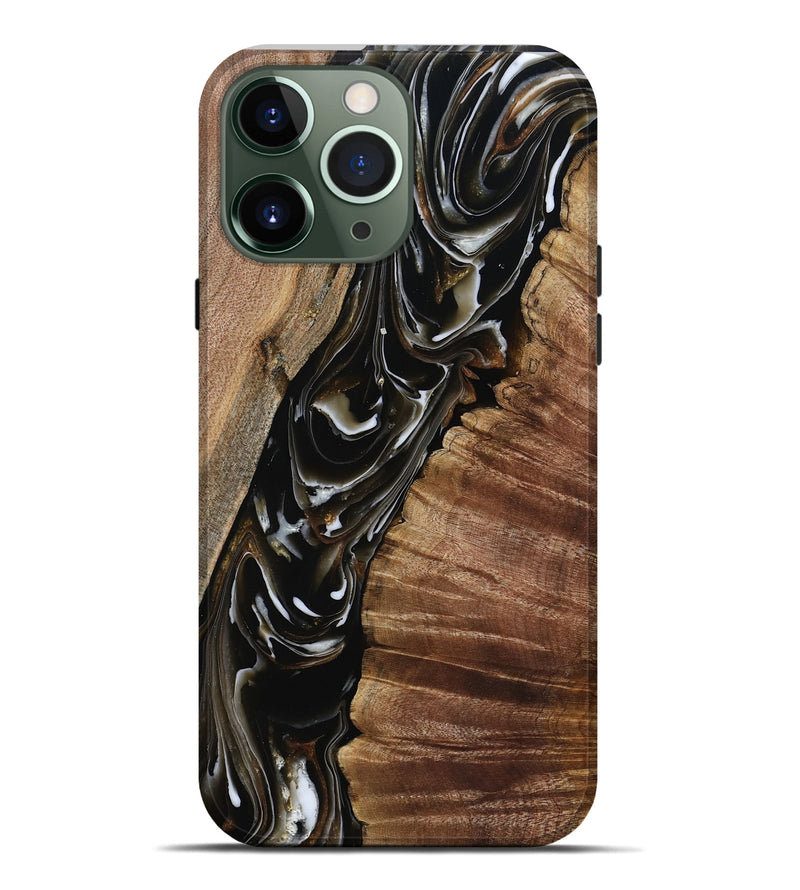 iPhone 13 Pro Max Wood Live Edge Phone Case - Ciera (Black & White, 805366)
