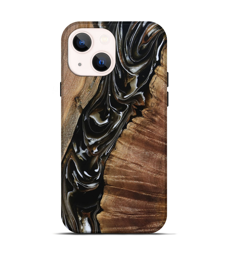 iPhone 14 Wood Live Edge Phone Case - Ciera (Black & White, 805366)