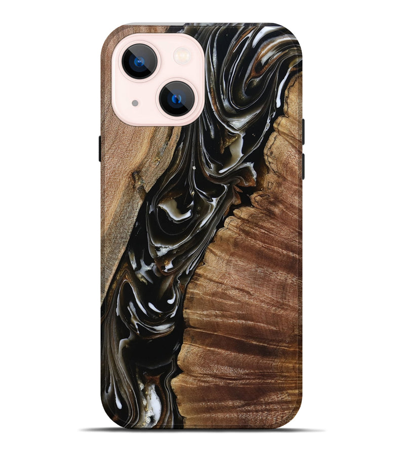 iPhone 14 Plus Wood Live Edge Phone Case - Ciera (Black & White, 805366)
