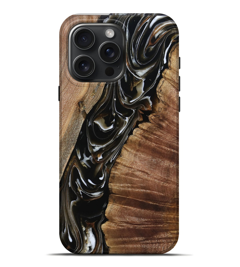 iPhone 16 Pro Max Wood Live Edge Phone Case - Ciera (Black & White, 805366)