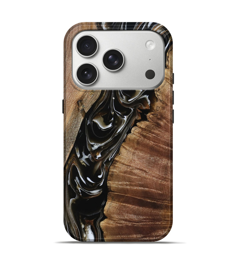 iPhone 17 Pro Wood Live Edge Phone Case - Ciera (Black & White, 805366)