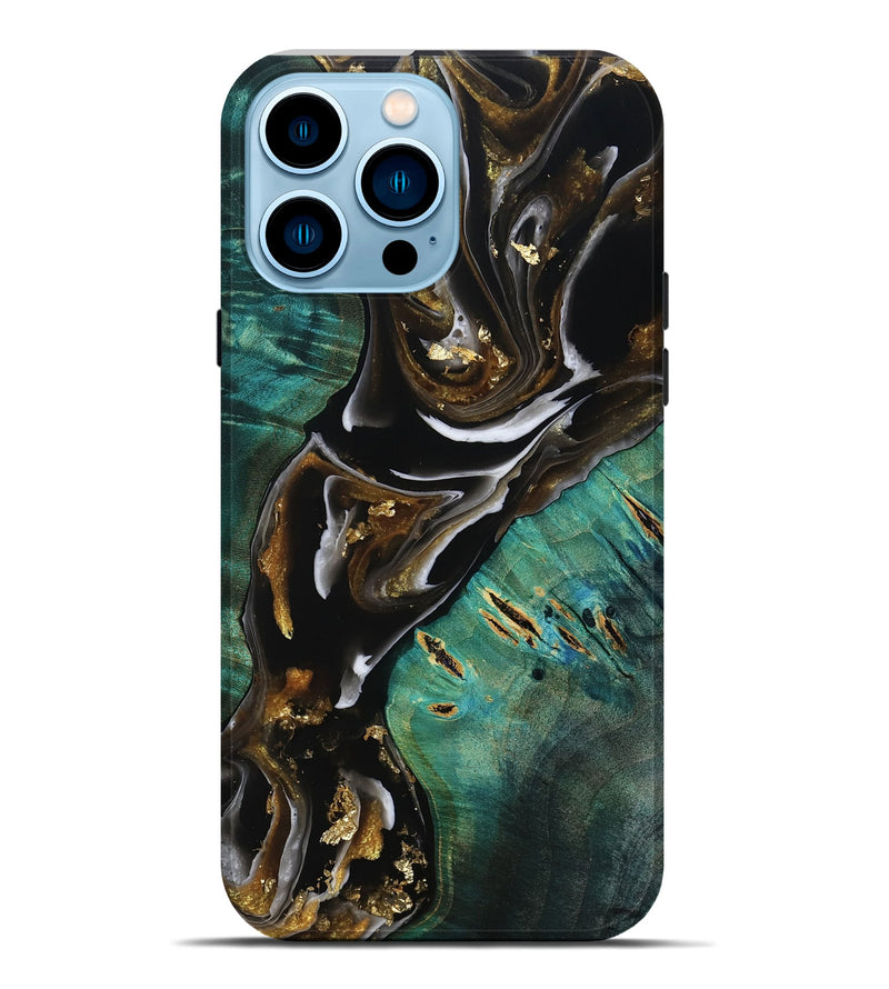 iPhone 14 Pro Max Wood Live Edge Phone Case - Maddie (Black & White, 805367)