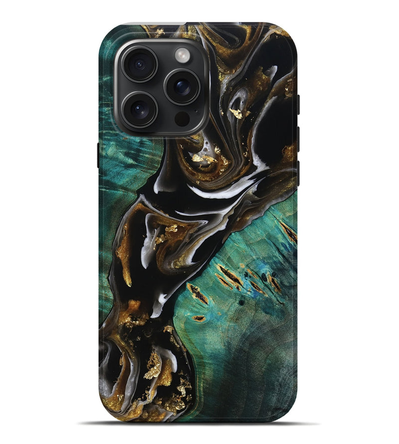iPhone 16 Pro Max Wood Live Edge Phone Case - Maddie (Black & White, 805367)