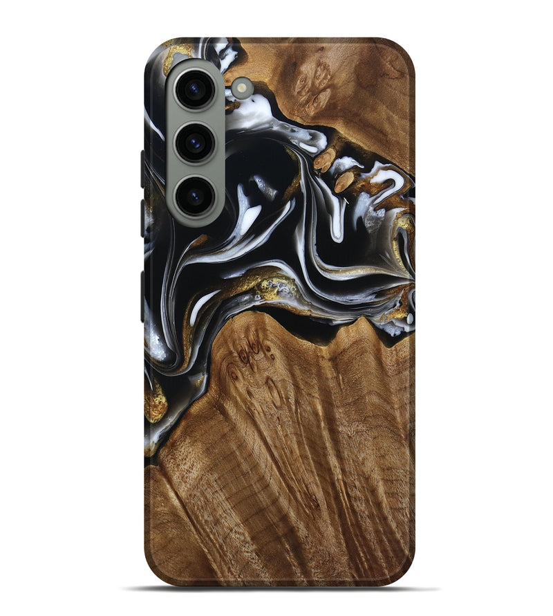 Galaxy S23 Plus Wood Live Edge Phone Case - Ursula (Black & White, 805370)