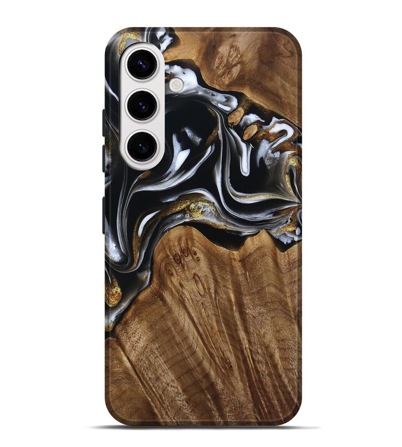 Galaxy S25 Plus Wood Live Edge Phone Case - Ursula (Black & White, 805370)