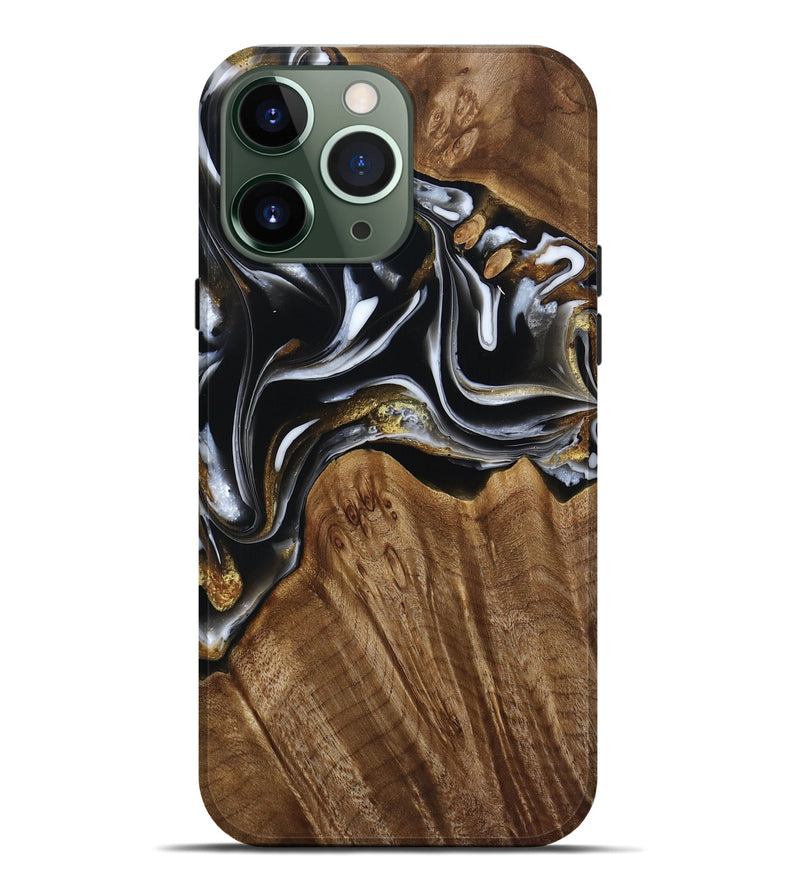 iPhone 13 Pro Max Wood Live Edge Phone Case - Ursula (Black & White, 805370)