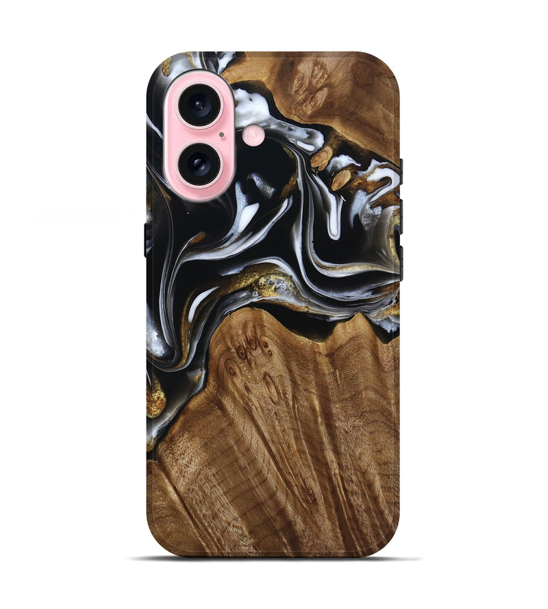 iPhone 17 Wood Live Edge Phone Case - Ursula (Black & White, 805370)