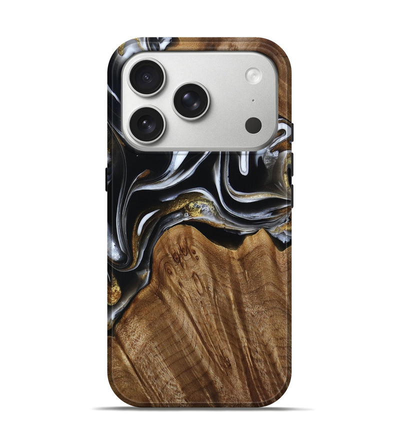 iPhone 17 Pro Wood Live Edge Phone Case - Ursula (Black & White, 805370)