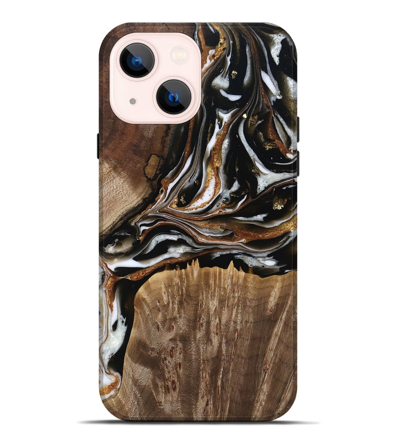 iPhone 14 Plus Wood Live Edge Phone Case - Cole (Black & White, 805372)