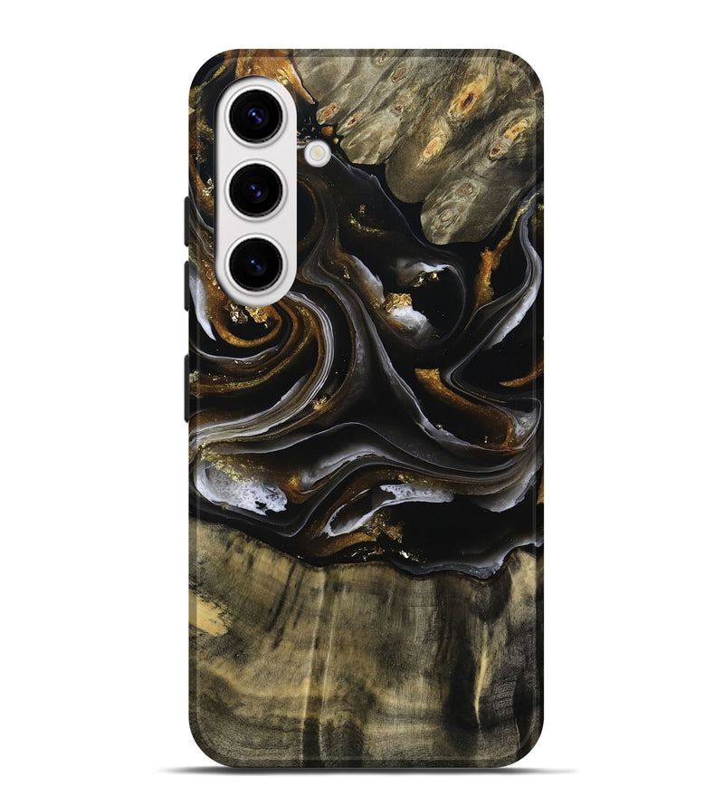 Galaxy S25 Plus Wood Live Edge Phone Case - Ruthann (Black & White, 805377)