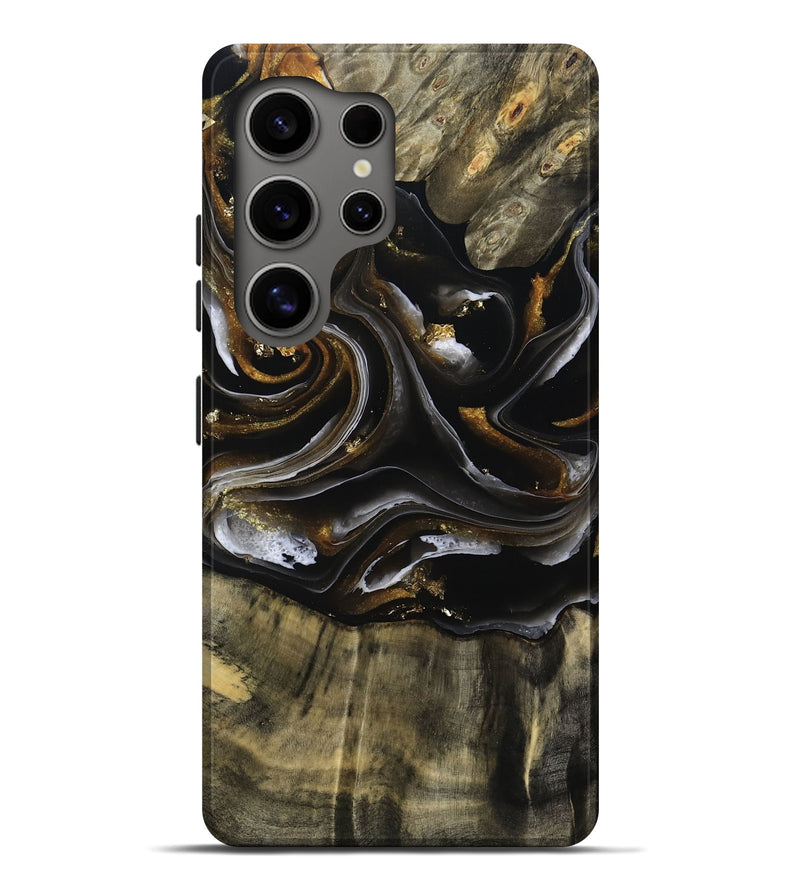 Galaxy S25 Ultra Wood Live Edge Phone Case - Ruthann (Black & White, 805377)